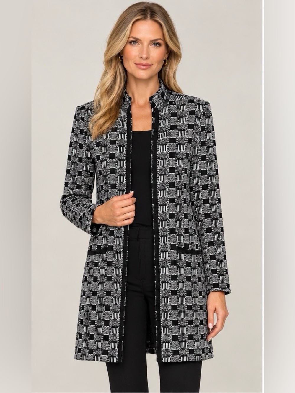 ST. JOHN Tweed Long Tweed Jacket Sz 2